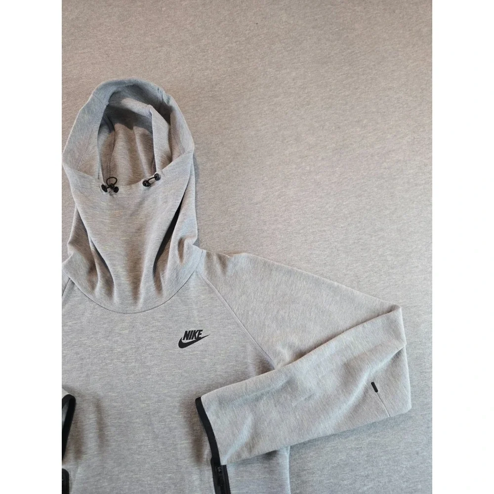 Nike Tech Hoodie Womens Small Grey Heathered Fleece Funnel Sweatshirt 642663‎